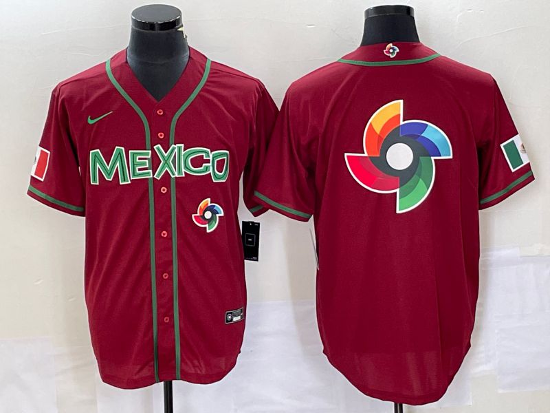 Men 2023 World Cub Mexico Blank Red Nike MLB Jersey25
